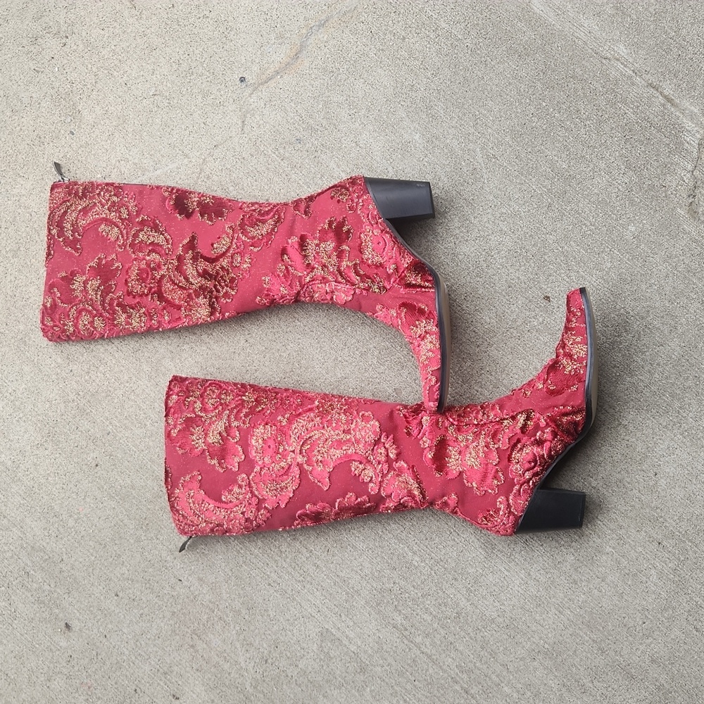 Floral brocade boots